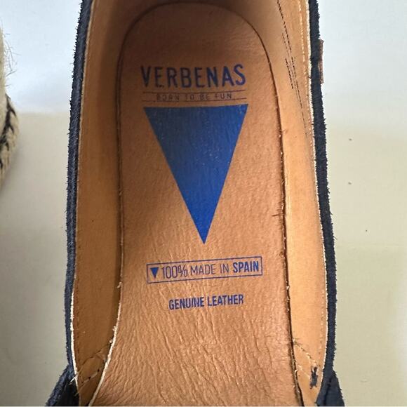 Verbenas Mamen Serraje Espadrilles size EU 39 Marine Blue Tan Wedges - Picture 12 of 13